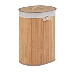 1 X Bambus Wäschekorb Oval Natur